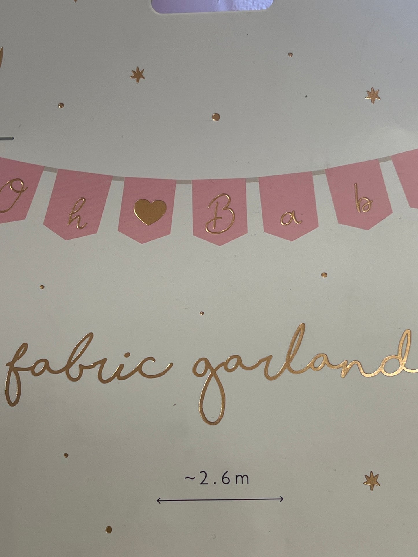 Banner Oh baby with tassels, 2.5 m, sky-pink