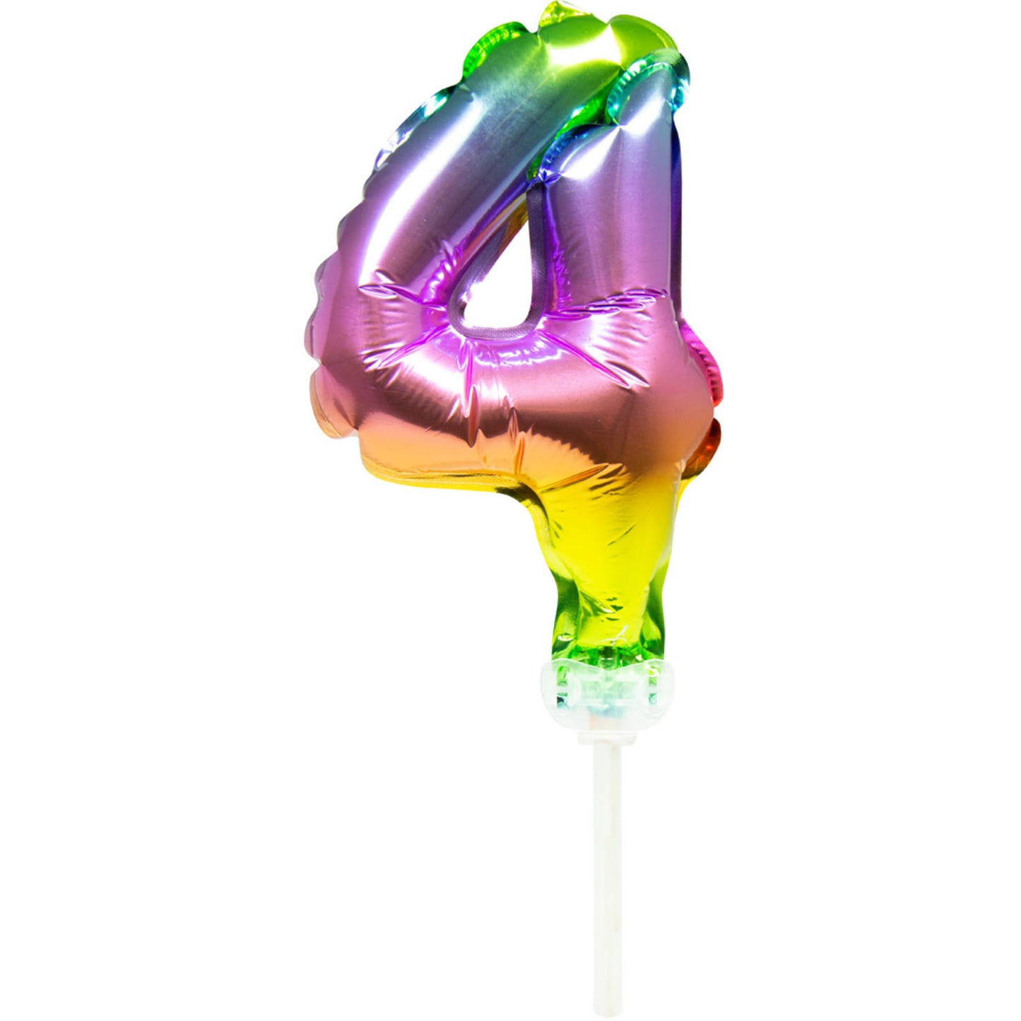 Foil Balloon Cake Topper Rainbow Number 4 - 13cm