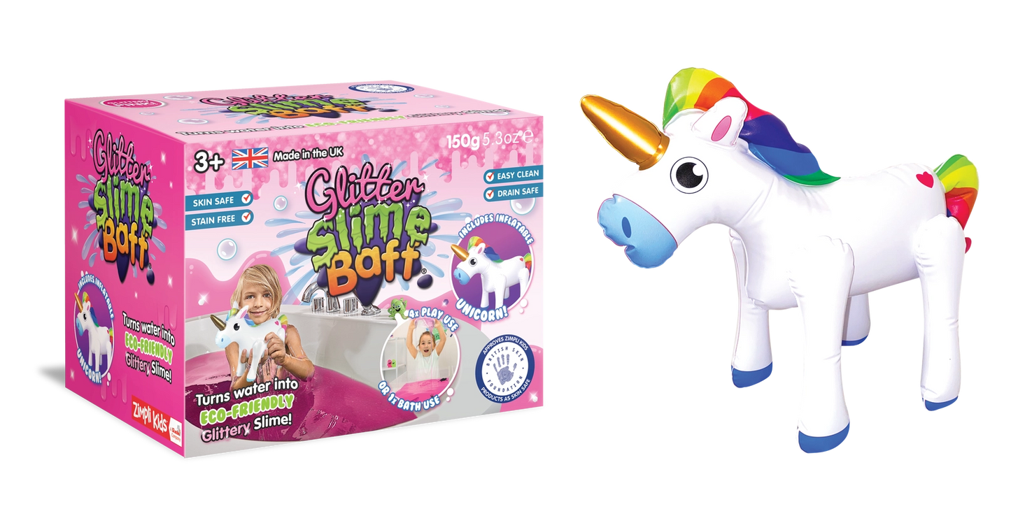 Pink & Purple Glitter Slime Baff with Unicorn Inflatable