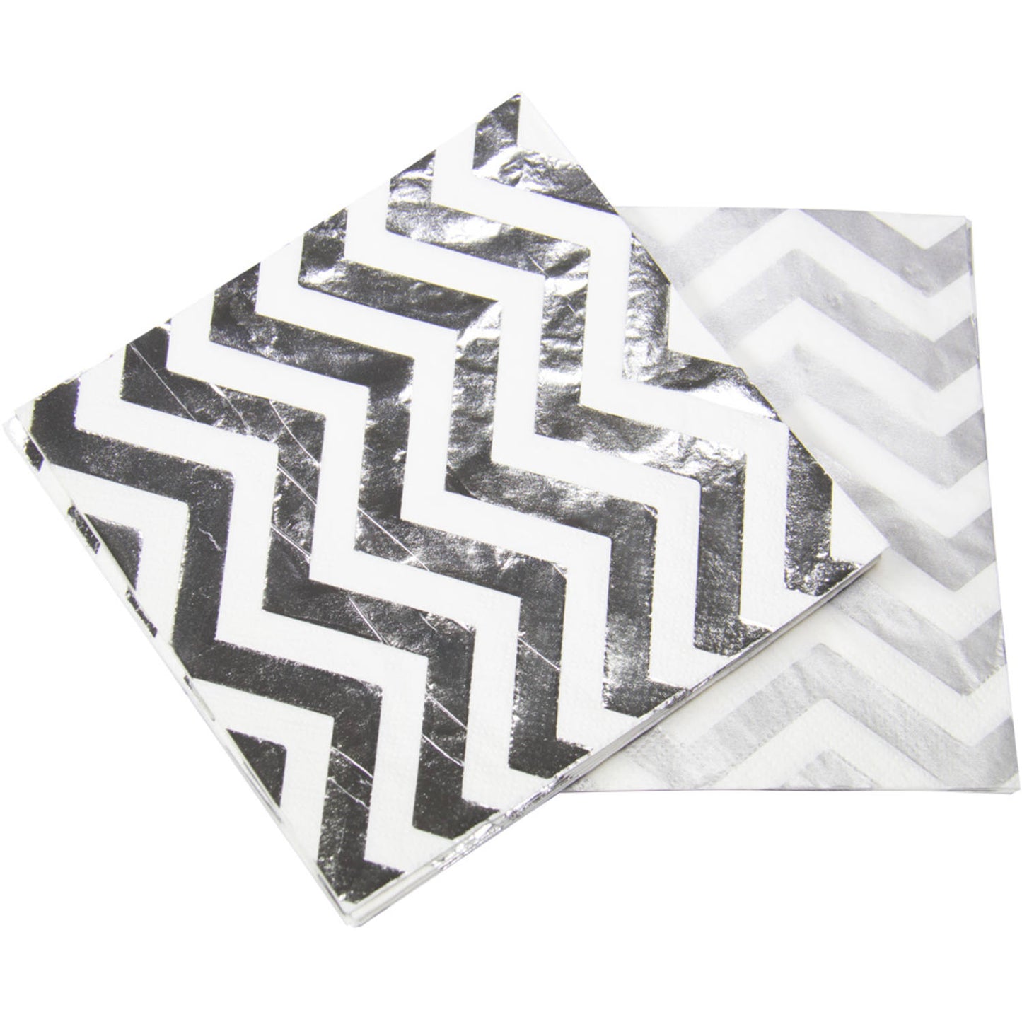 Silver coloured Metallic Napkins Zigzag 33x33 cm - 20 pieces