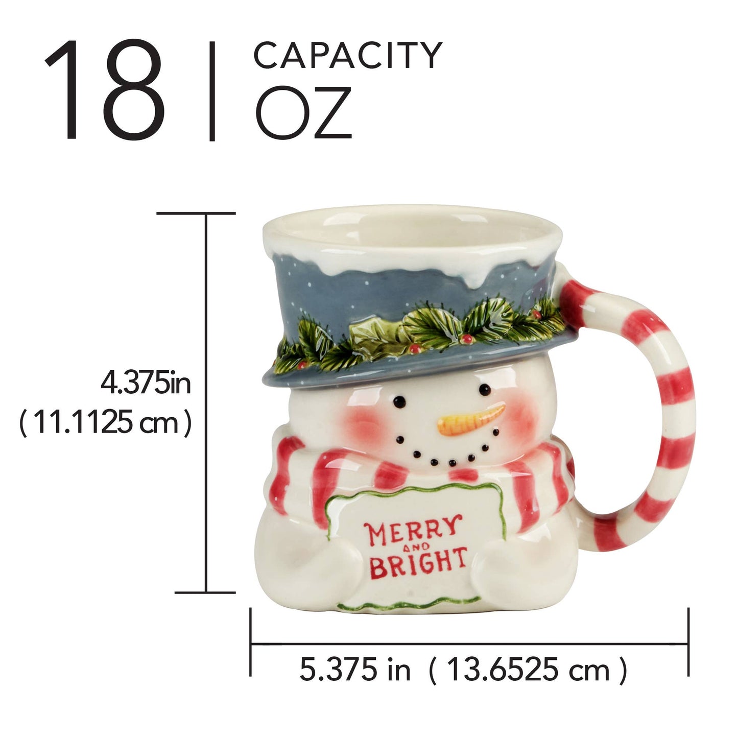 Snowman Greetings  Christmas 3-D Mug - Snowman