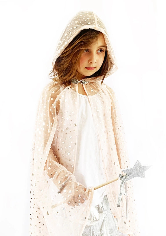 Pink Fairy Cloak with Silver Stars