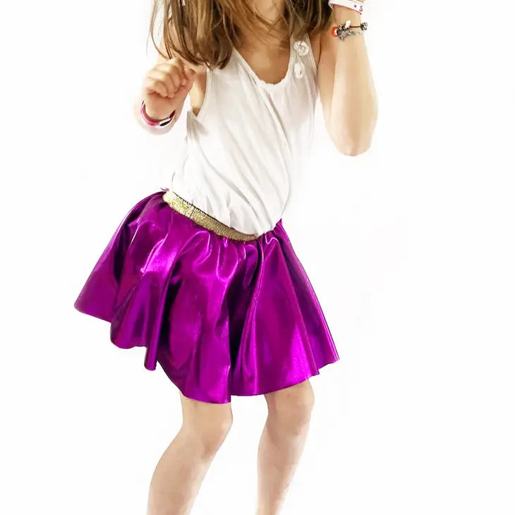 The Elastic Purple Metallic Skirt