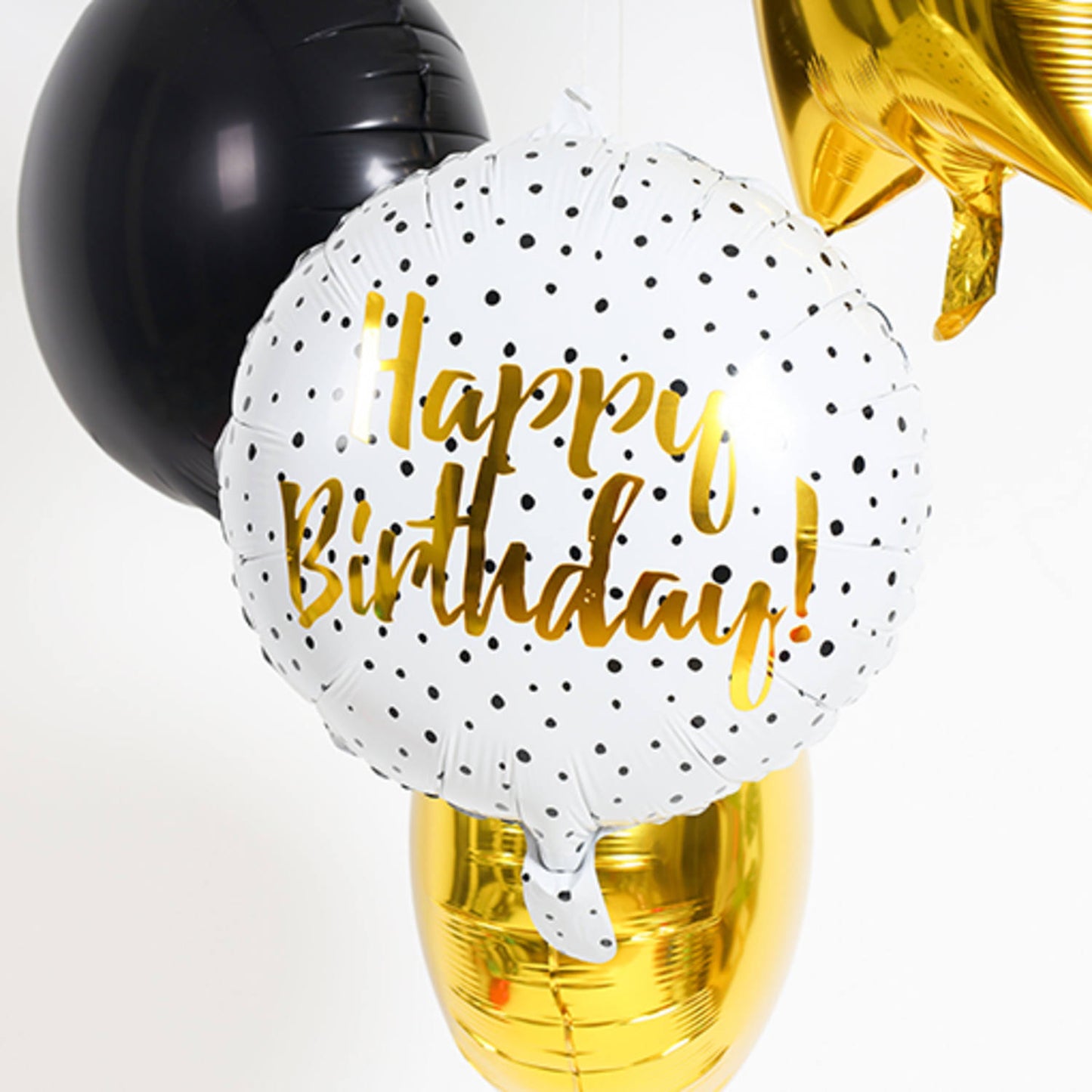 Foil Balloon Birthday Dots Black