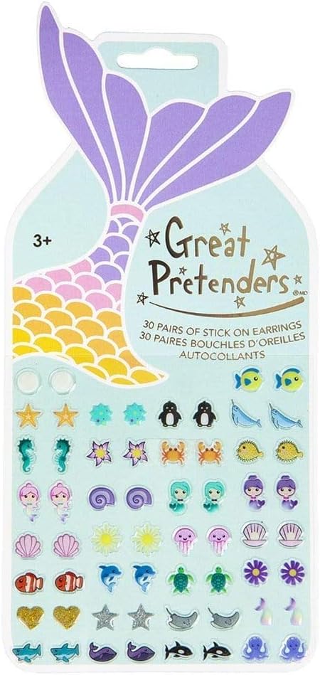 Mermaid Sticker Earrings (30 Pairs) Beads, Multi-Coloured