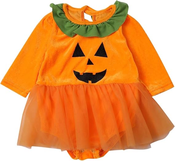 My 1st Halloween Outfits Newborn Baby Girl Pumpkin Tutu Romper Dress