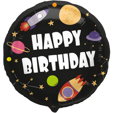 Happy Birthday Rocket Foil Balloon- 45cm