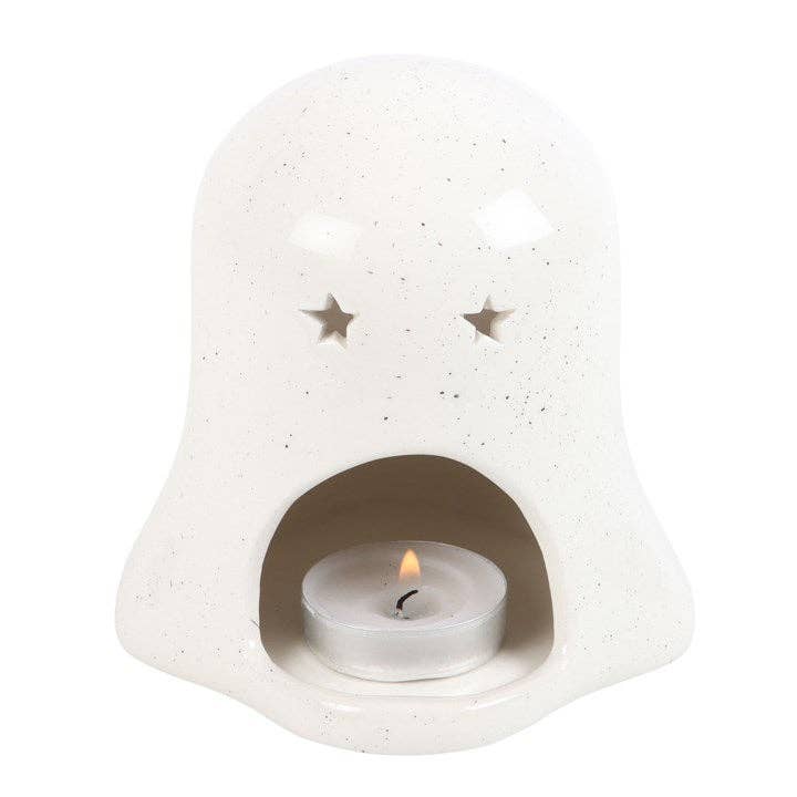 Ghost Shaped Halloween Tealight Candle Holder with Pumpkin