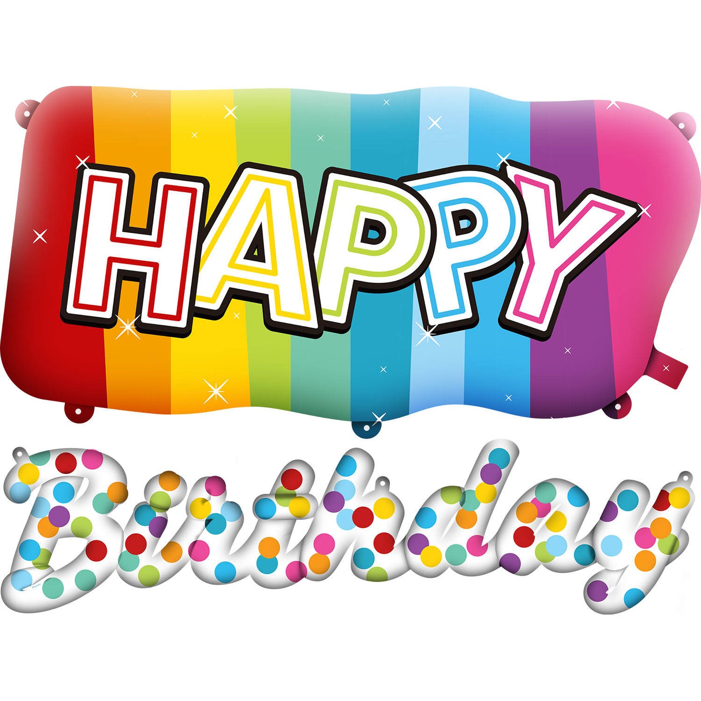 Ballons en aluminium 'Happy Birthday' Rainbow Bday - 2 pièces