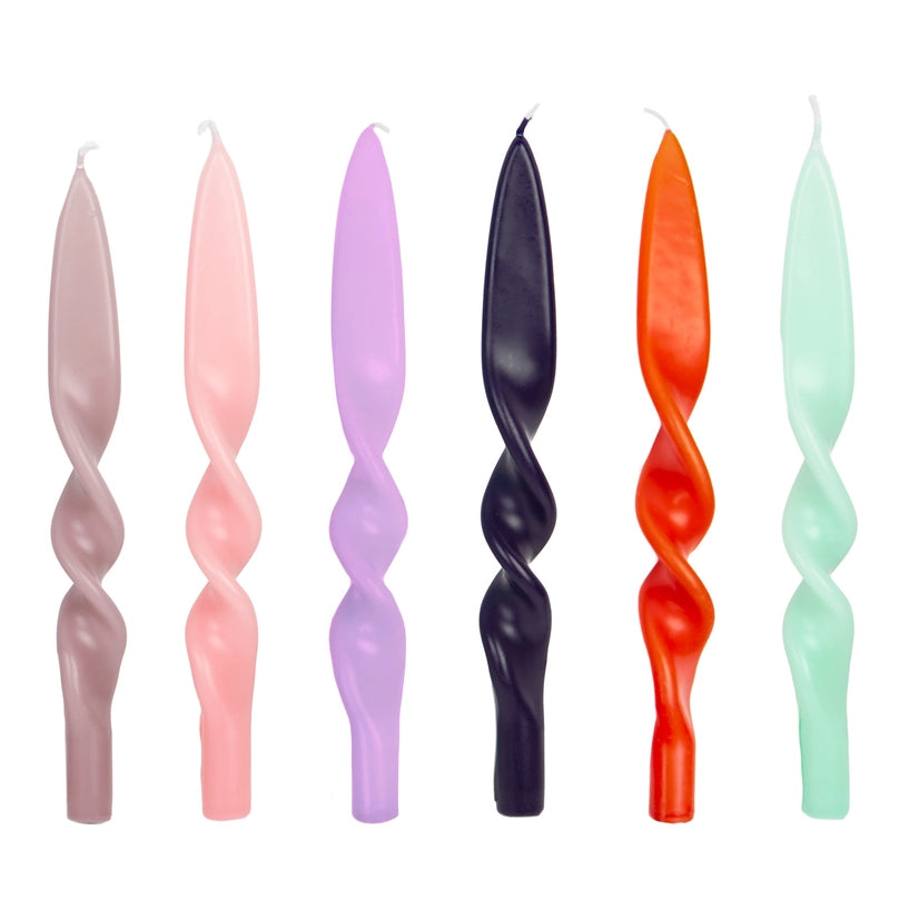 Pastel Coloured Twisted Candles - Price per Candle