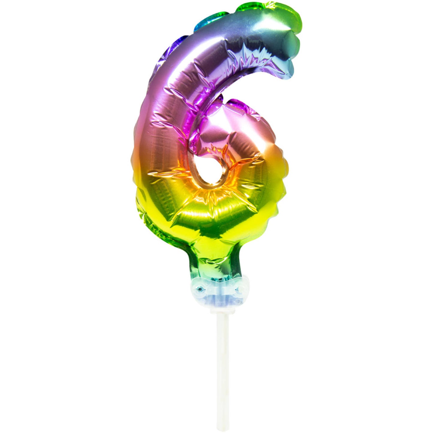 Foil Balloon Cake Topper Rainbow Number 6 - 13cm