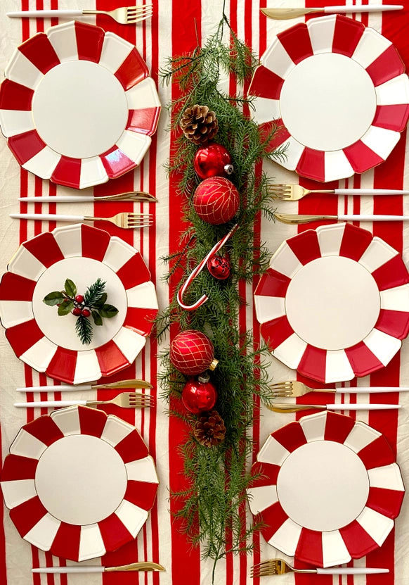 8 Red Candy Dinner Plates