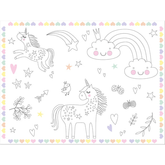 Coloring Placemats Unicorns & Rainbows - 6 pieces