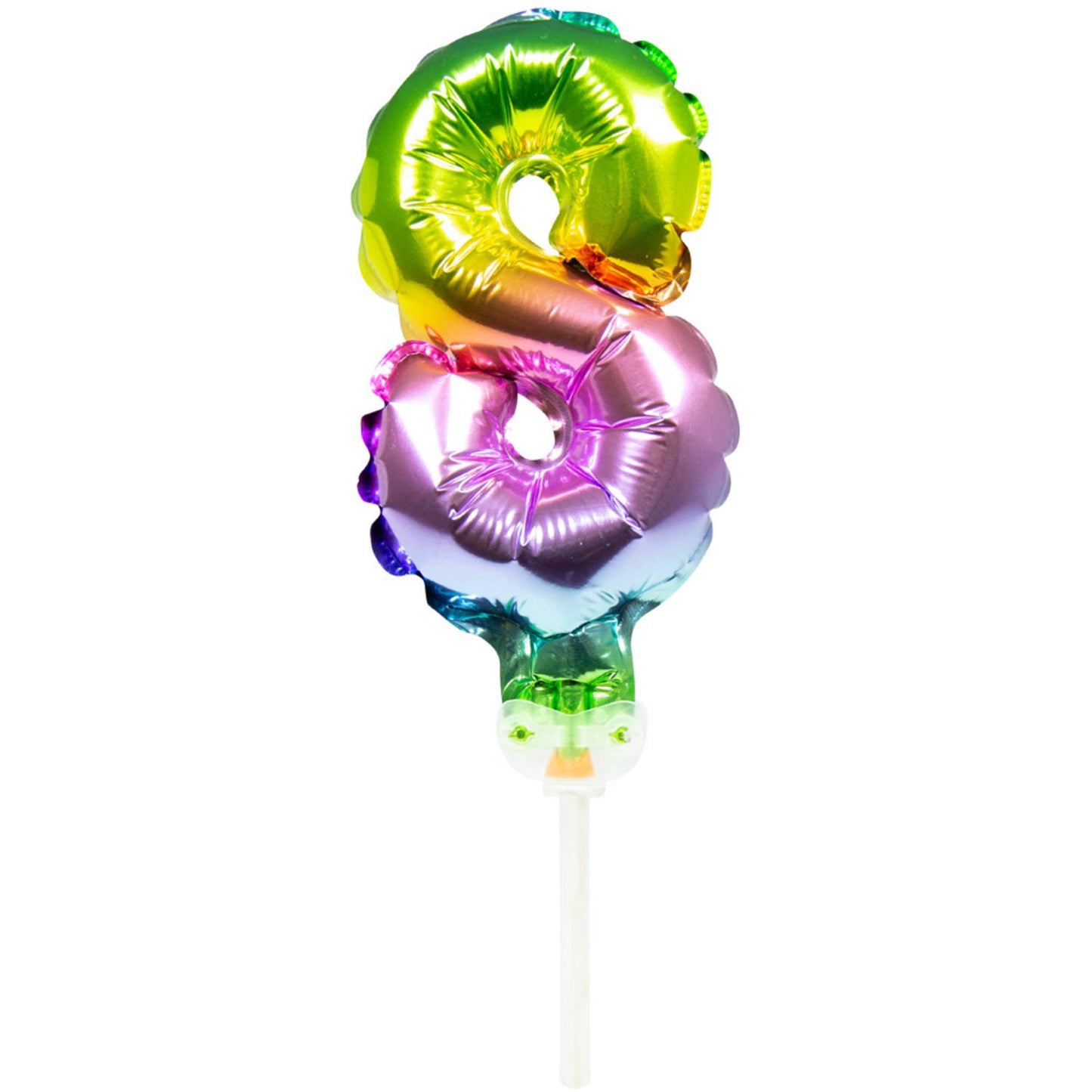 Foil Balloon Cake Topper Rainbow Number 8 - 13cm