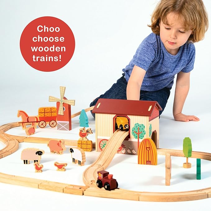 Farmyard Wooden Train Set