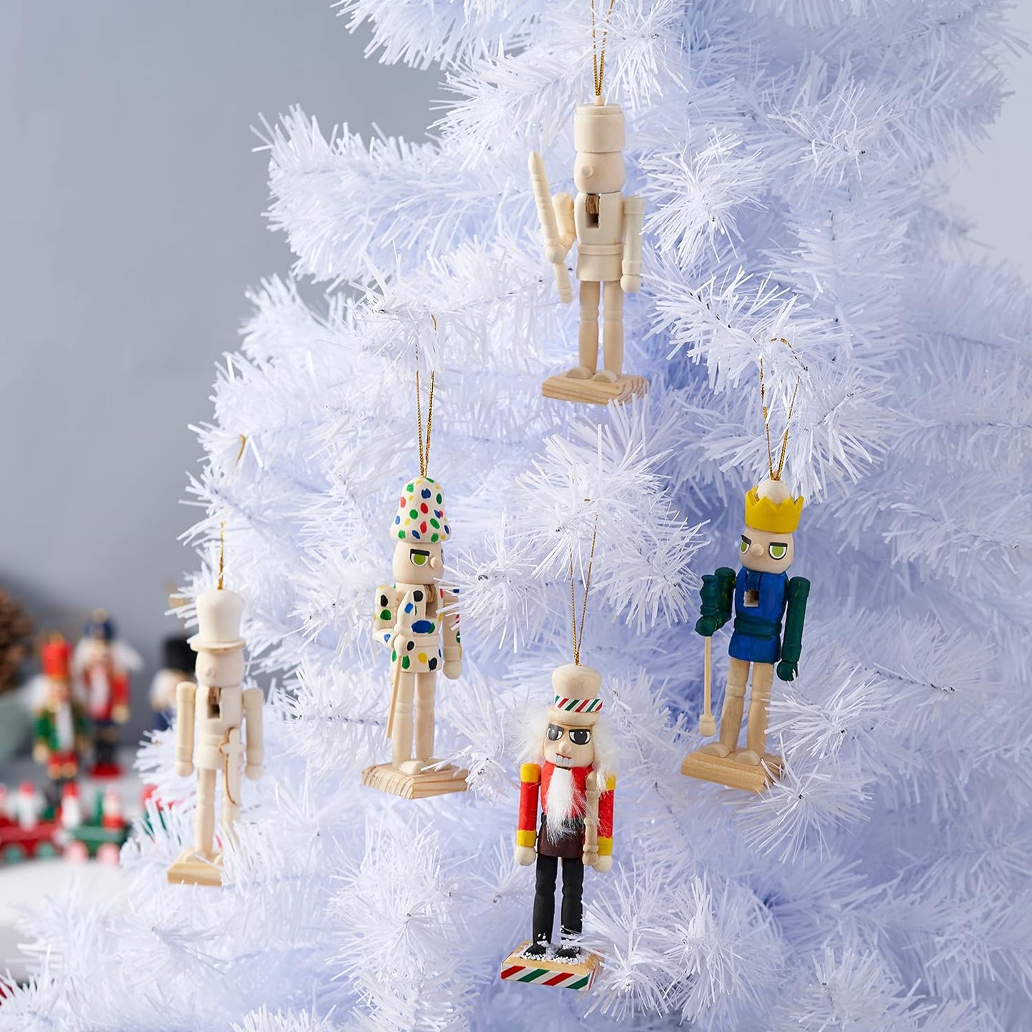 6 Christmas Wooden Nutcracker Set, 13cm - Paint Your Own Toy Soldier, DIY Art & Craft Gift Decorations