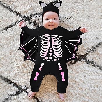 Halloween costume baby skeleton Bat