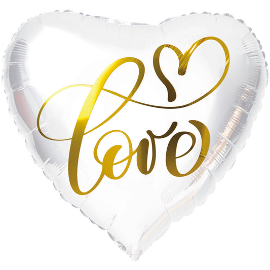 Foil Balloon Heart-shaped White 'Love' - 45 cm