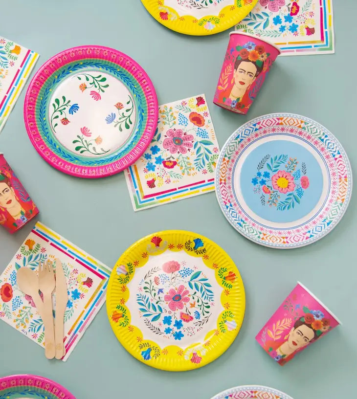 Boho Floral Paper Plates, Summer Party - 12 Pack