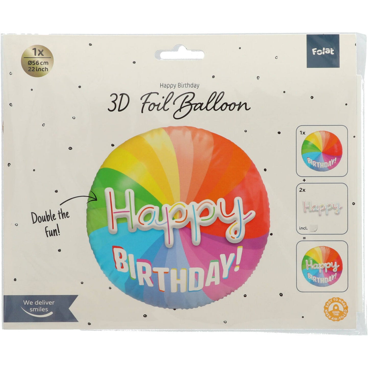 Foil Balloon 3D Happy Birthday - 56 cm