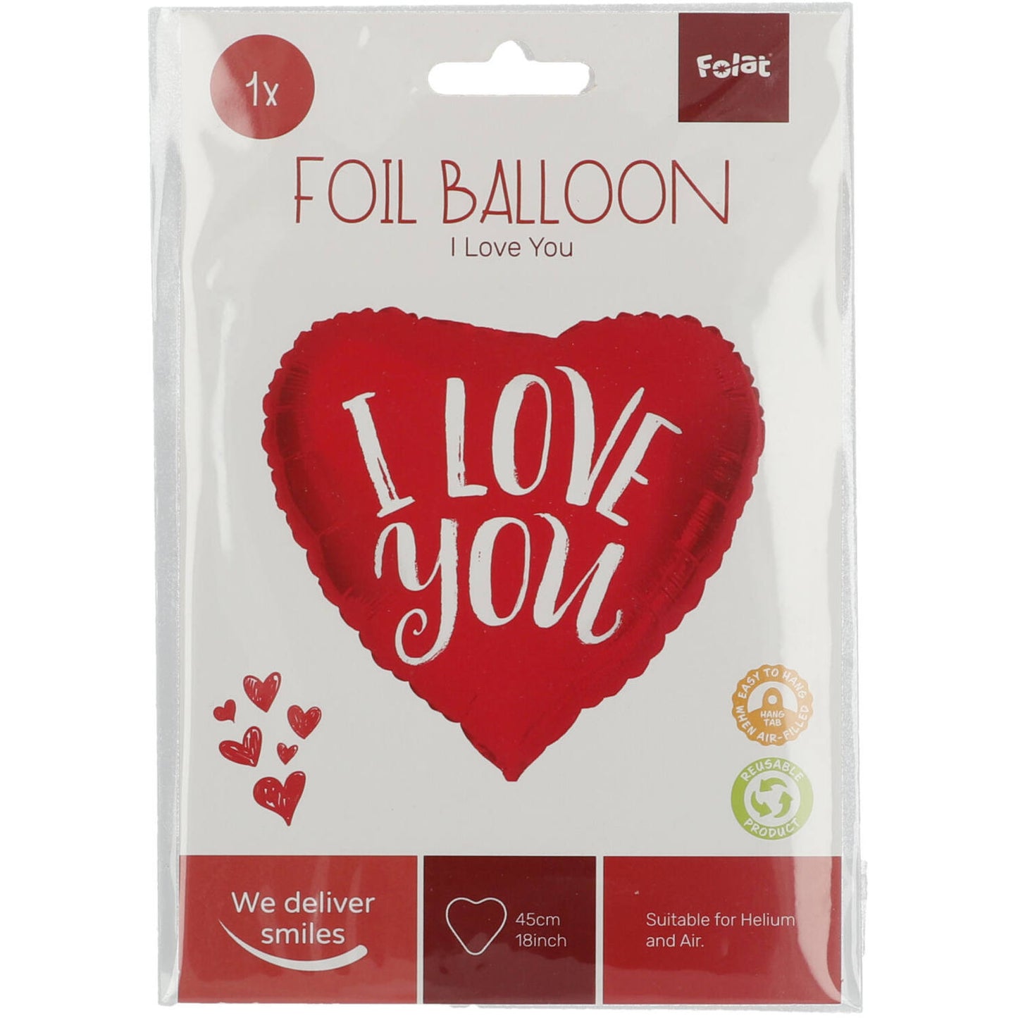 Foil Balloon Heart-shaped I Love You Red - 45 cm