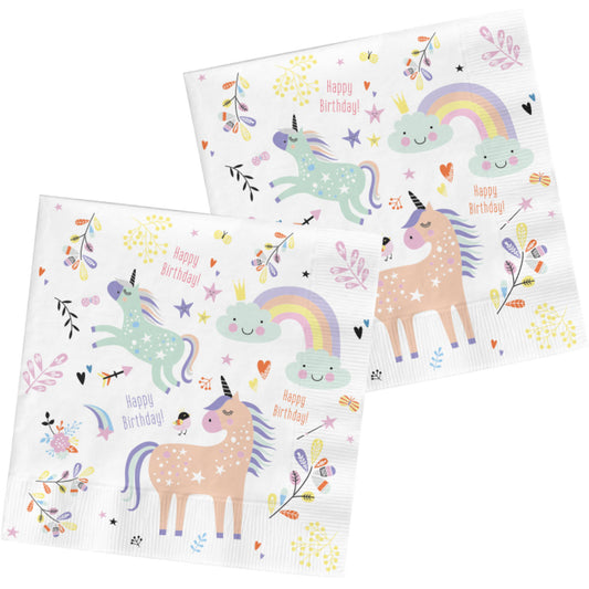 Napkins Unicorns & Rainbows 33x33cm - 20 pieces