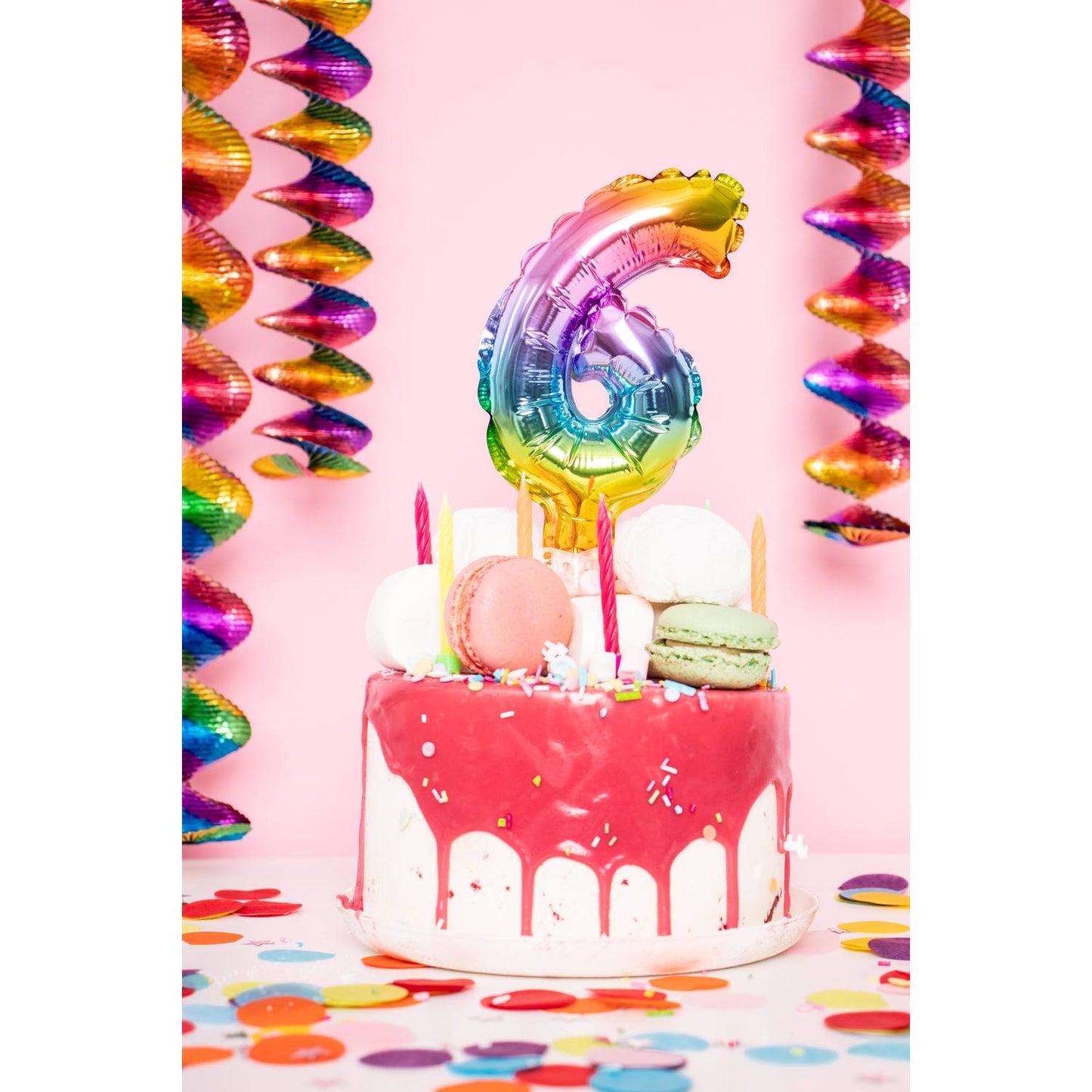 Foil Balloon Cake Topper Rainbow Number 2 - 13cm