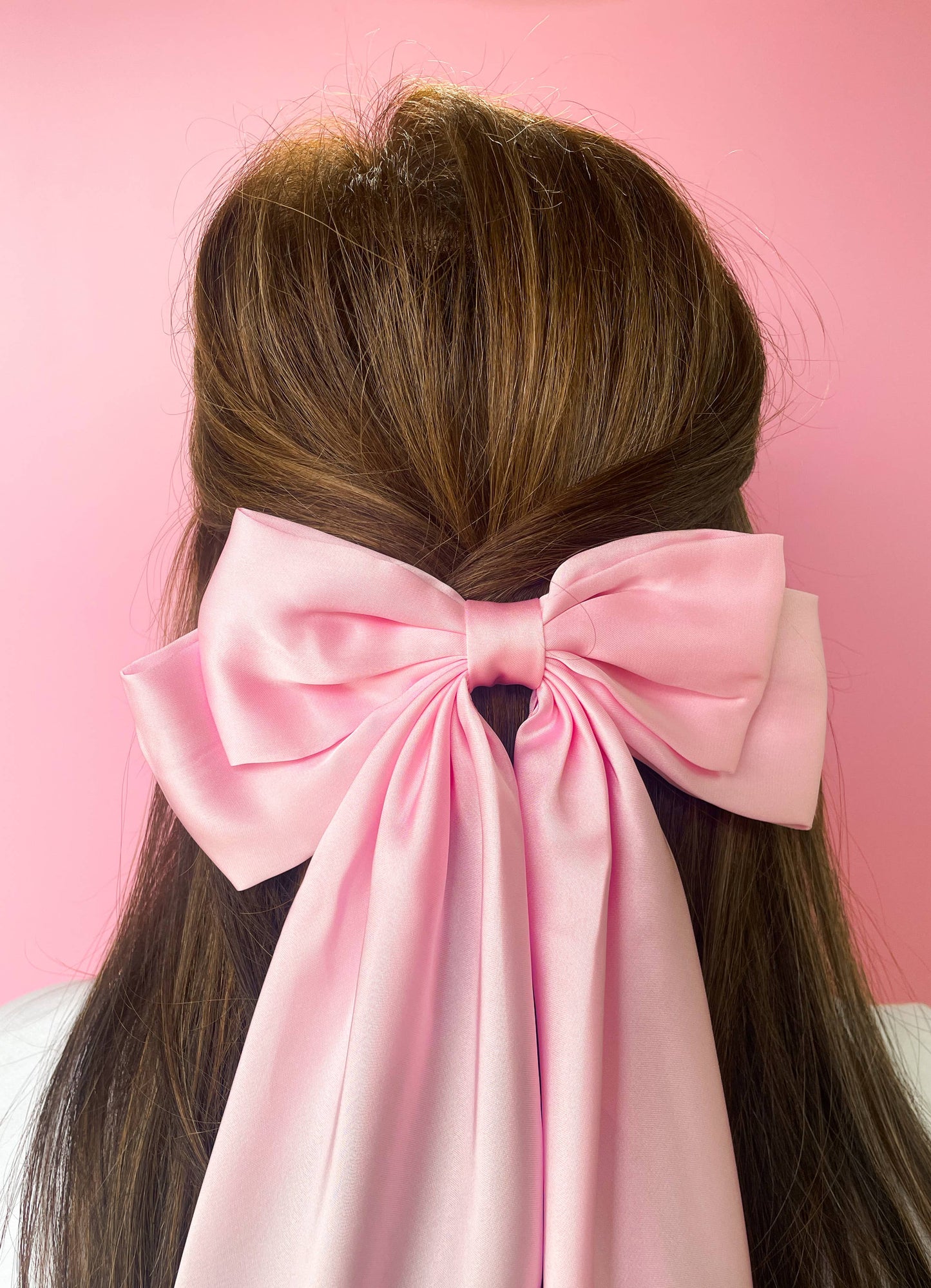 Rock Paper Scissors - Silky Oversized Ribbon Hair Bow Barrette: Dusty Rose