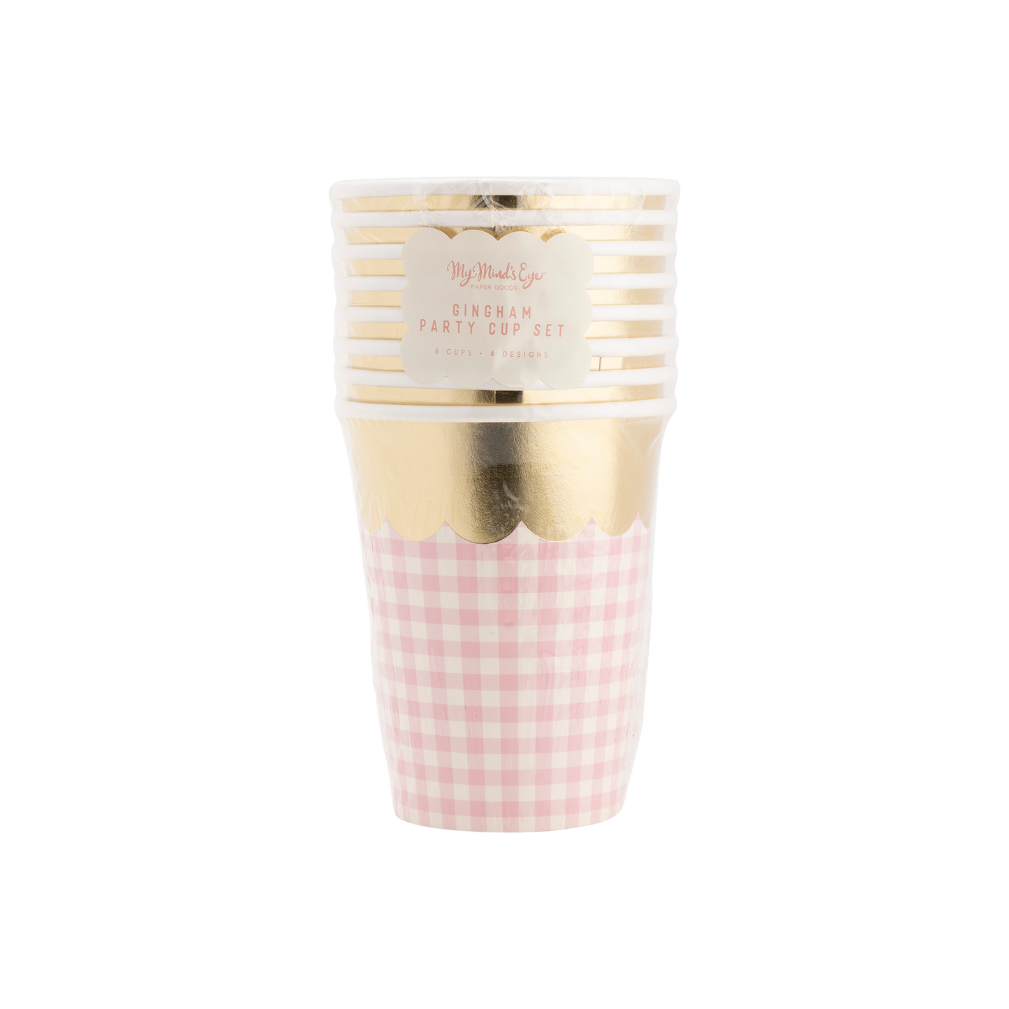 My Mind’s Eye - SPR1010 - Gingham Cups with Gold Scallop