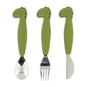 SILICONE CUTLERY SET 3-PACK MR. DINO