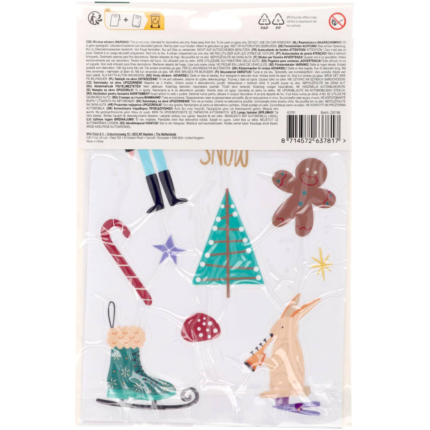 Window stickers - Christmas symbols - Holly Jolly - 27 pieces