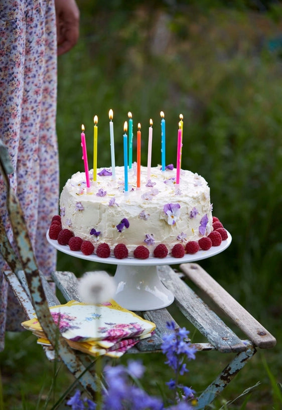 Long Rainbow Colour Birthday Candles - 16 Pack