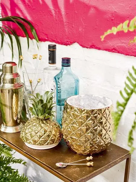 Gold Pineapple Ice Bucket with Lid