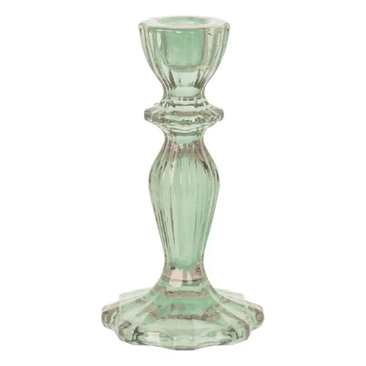 Light Green Glass Candlestick Holder - Home Décor