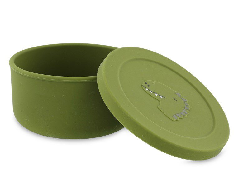 Silicone snack pot with lid - Mr. Dino