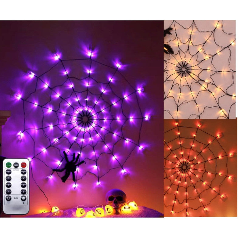 Spider Web LED 1m + 1 spider 34 cm changing light