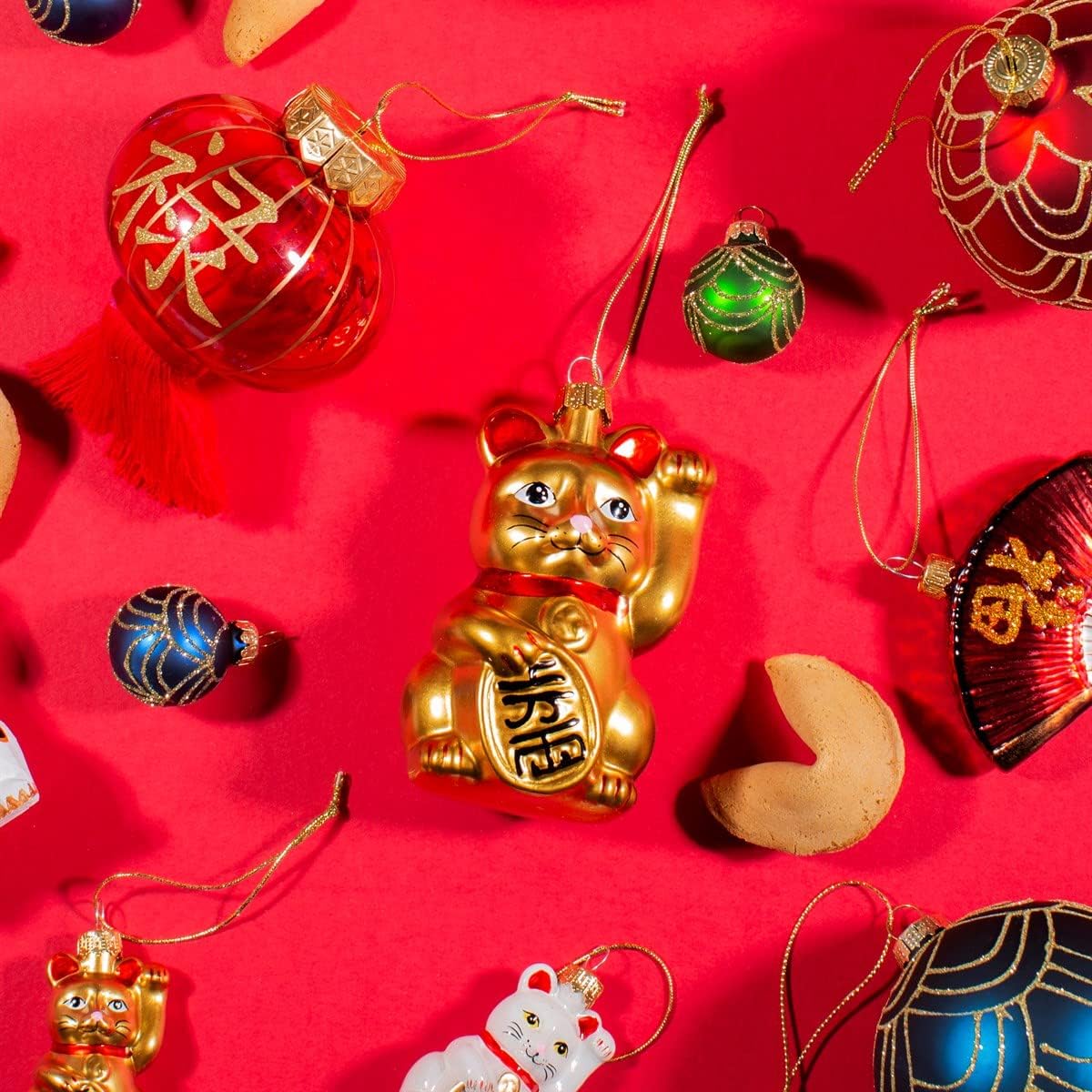 Gold Lucky Cat Shaped Bauble - SASS & BELLE