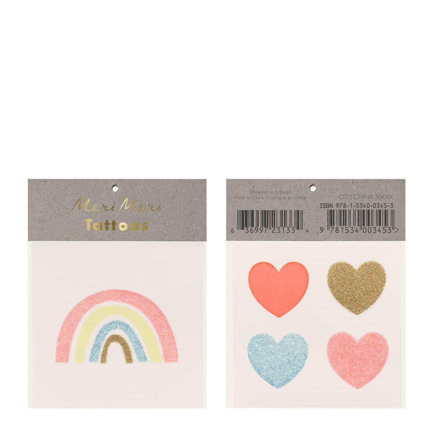 Rainbow & hearts tattoos