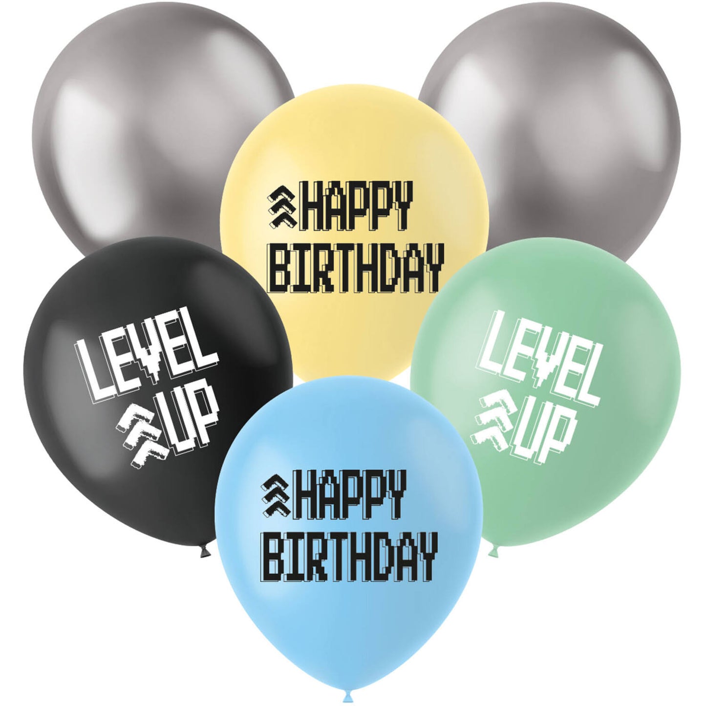 Latex Balloons - Level Up - 33 cm - 6 pieces