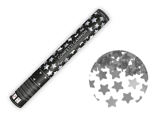 Confetti Cannon - metallic shooting stars silver 40cm