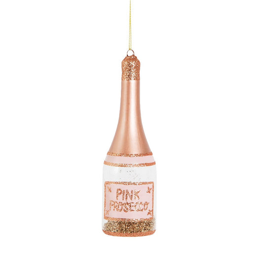 Lets Celebrate Pink Prosecco Shaped Bauble - SASS & BELLE