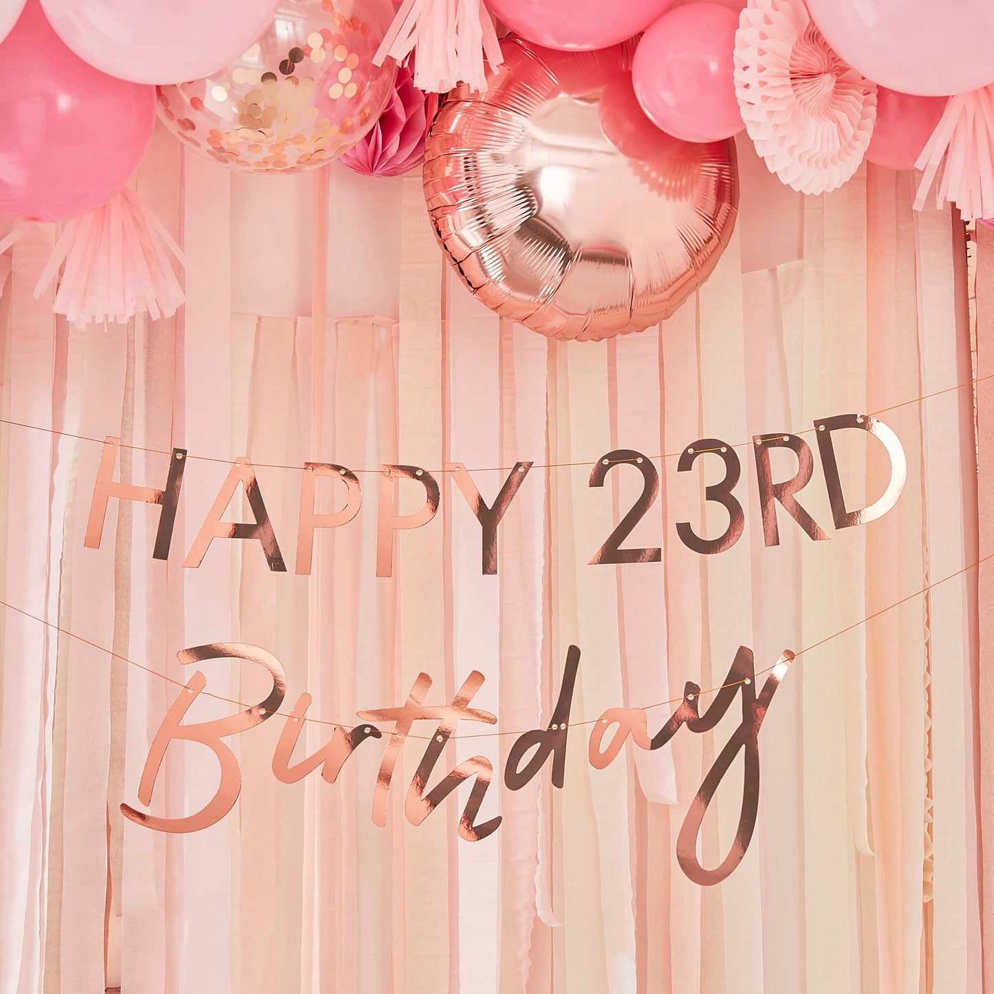 Customisable Milestone Rose Gold Birthday Banner