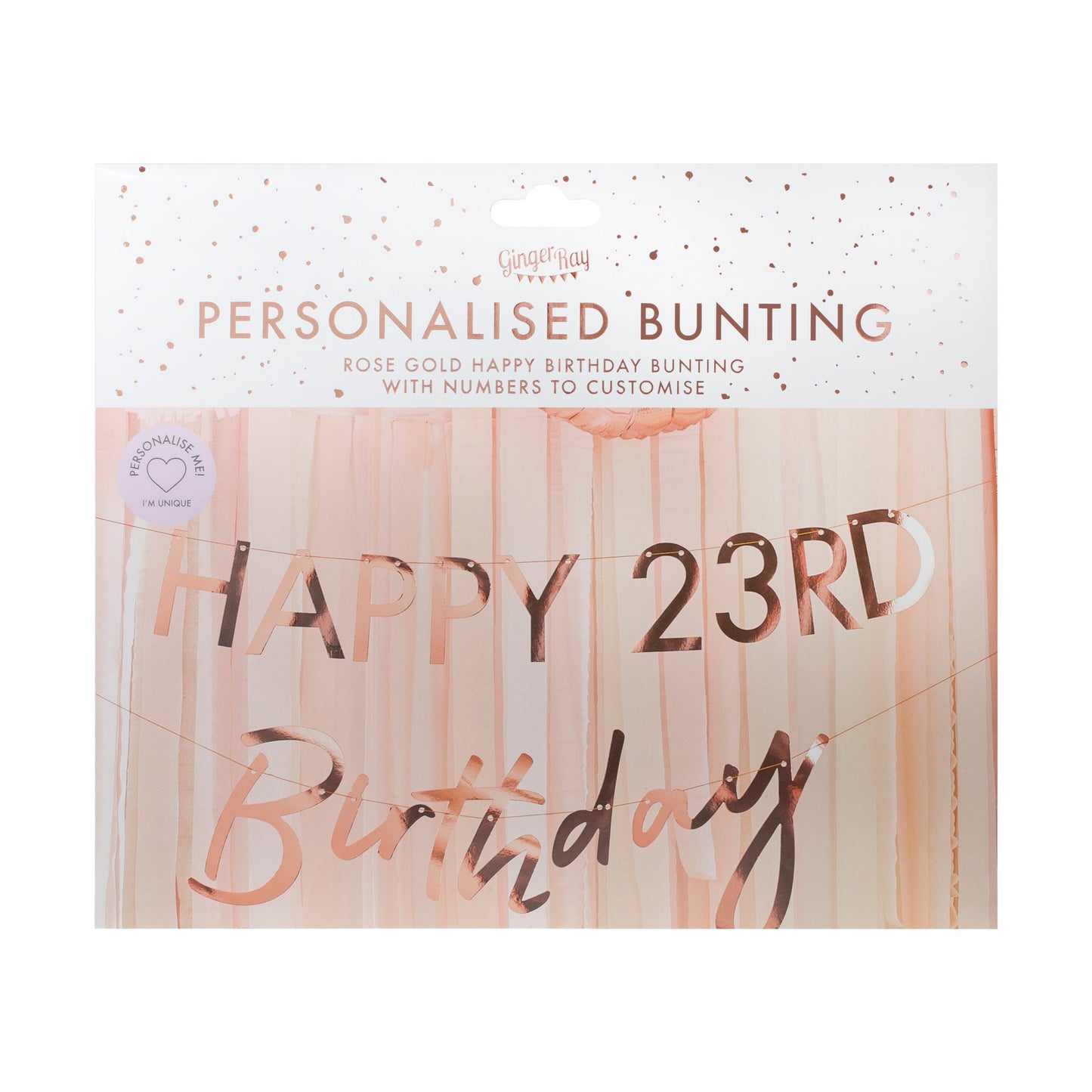 Customisable Milestone Rose Gold Birthday Banner