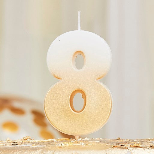 Gold Ombre 8 Number Birthday Candle