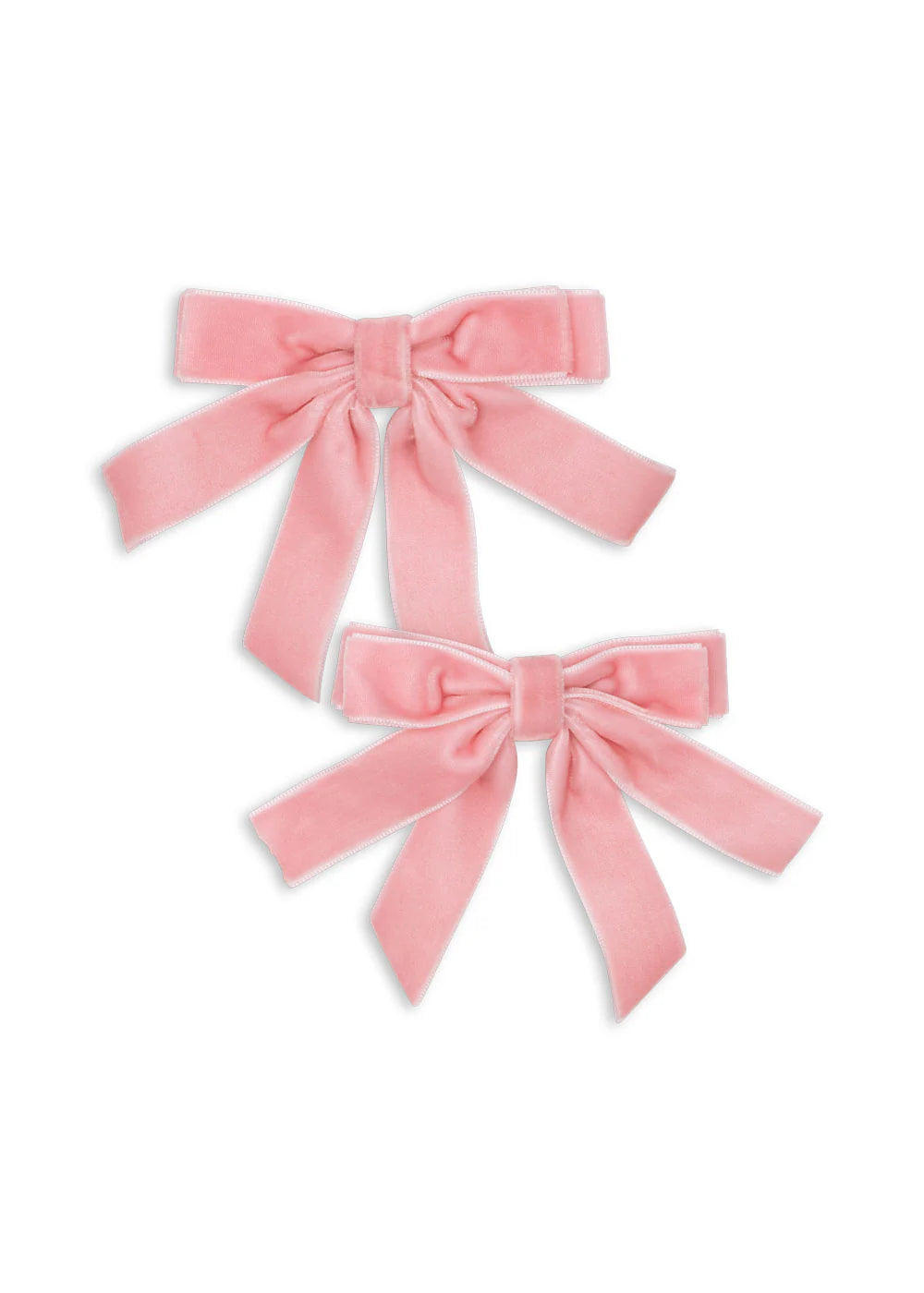 (KS101867) 2 PACK VELVET DOUBLE BOW HAIR CLIPS - peony pink