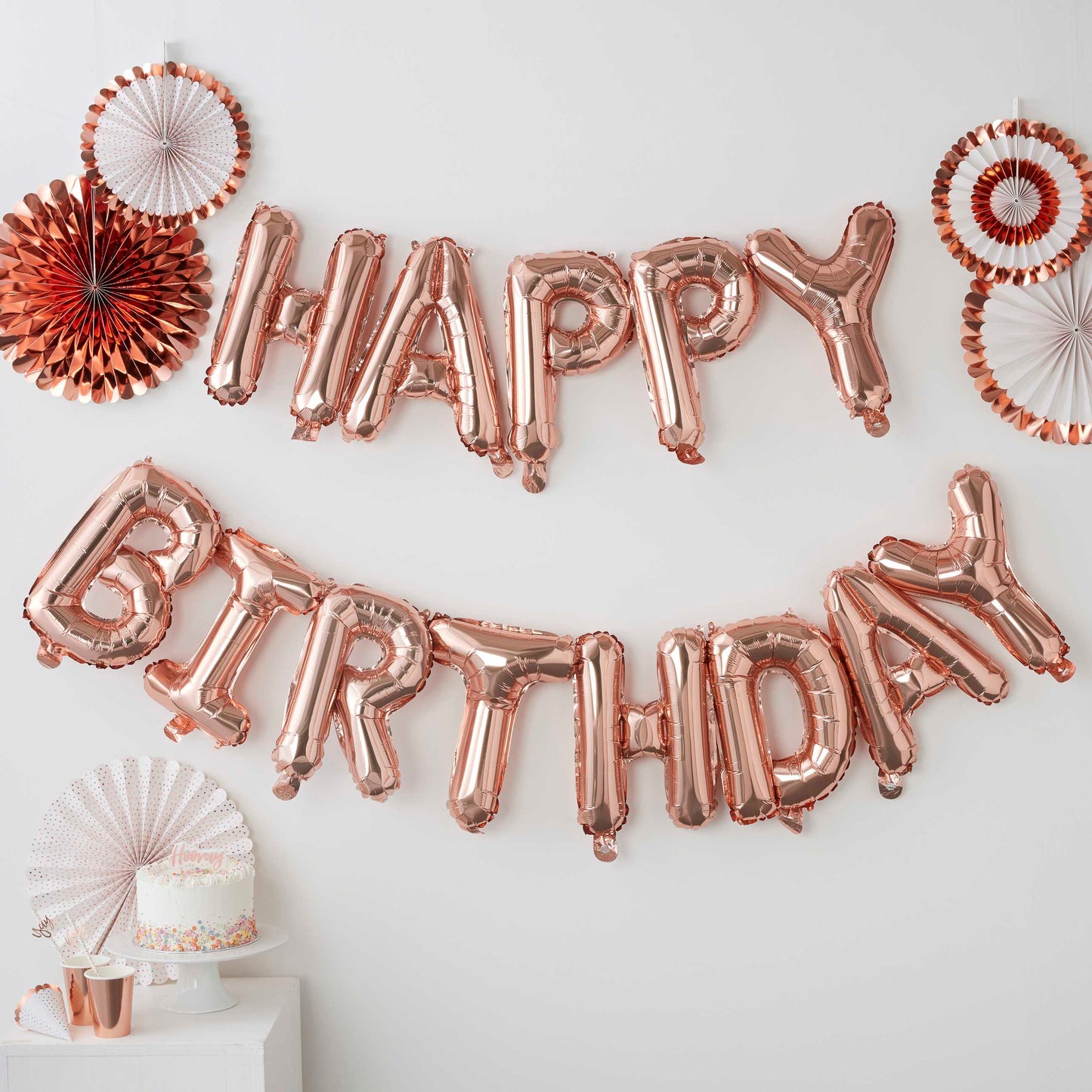 Rose Gold Happy Birthday Bunting Balloon