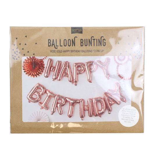 Rose Gold Happy Birthday Bunting Balloon