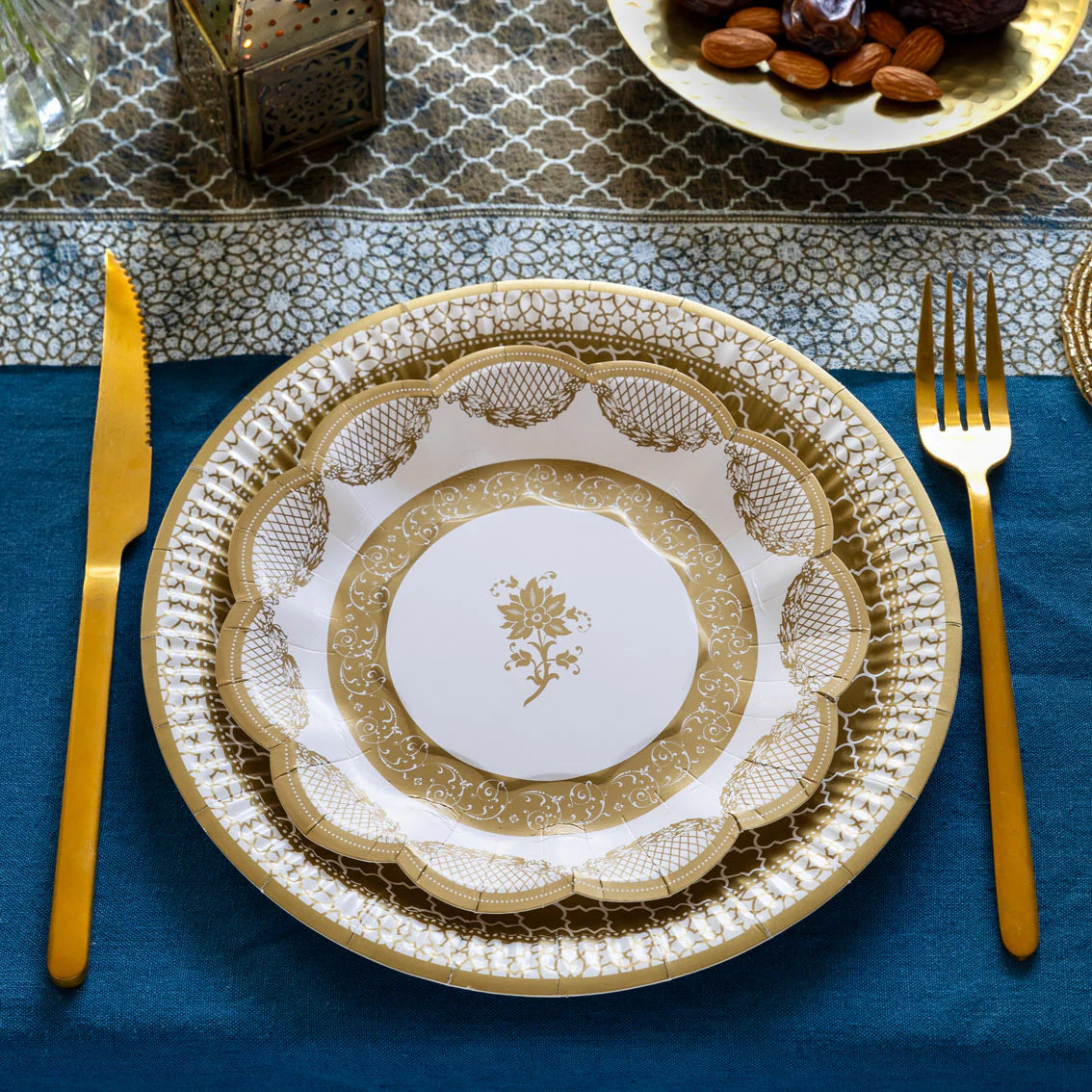 Vintage Gold Small Paper Plates - 12