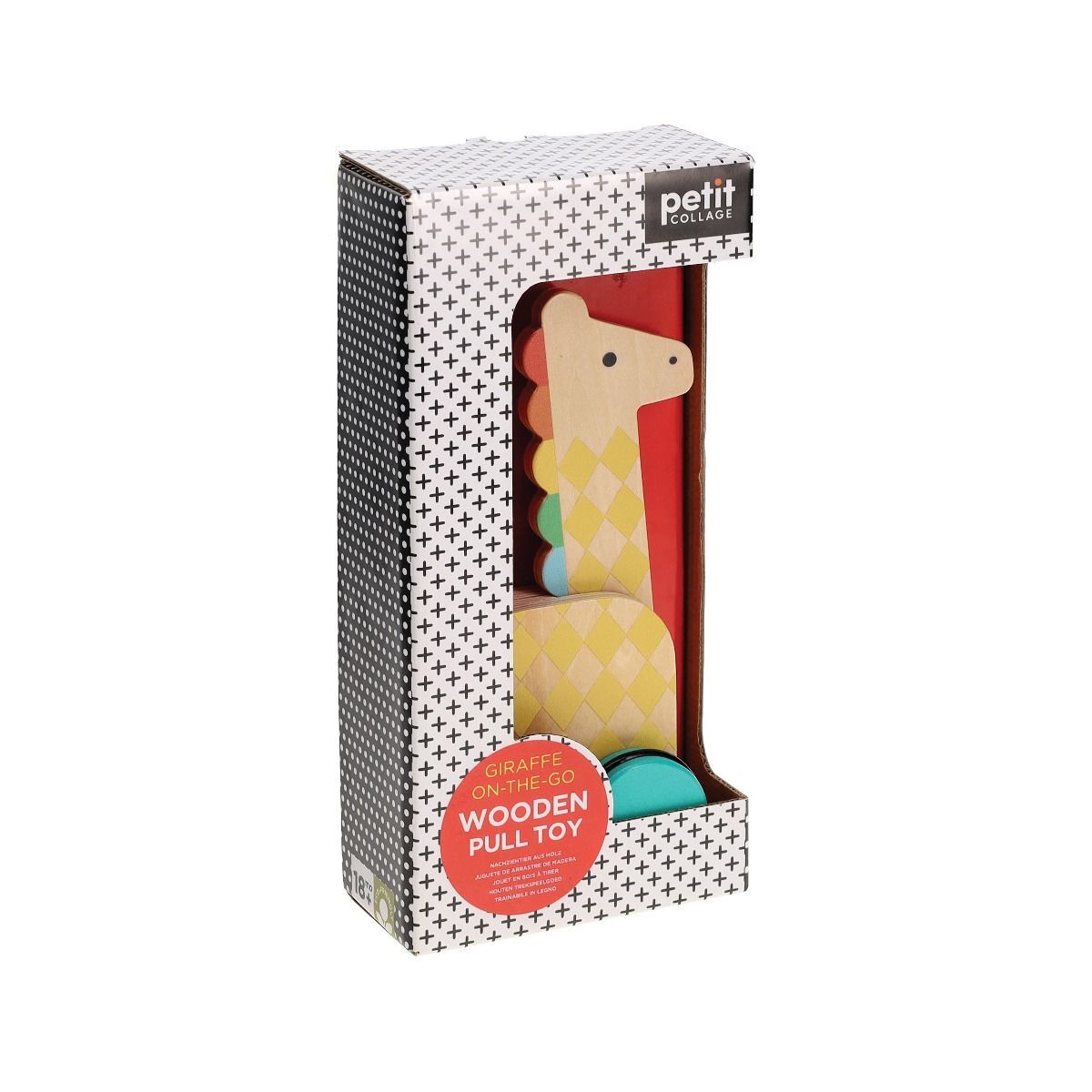 PETIT COLLAGE GIRAFFE ON-THE-GO WOODEN PULL TOY