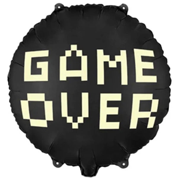 Game Over Black Pixelated Foil Balloon